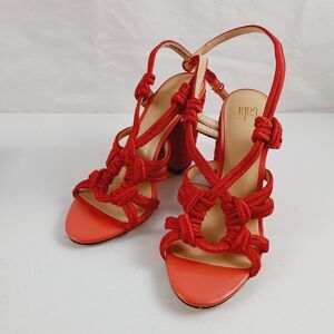 Cabi Tip Toe Womens 4" Heel Sandals Size 8 Stiletto Ankle Wrap Candy Coral #6012